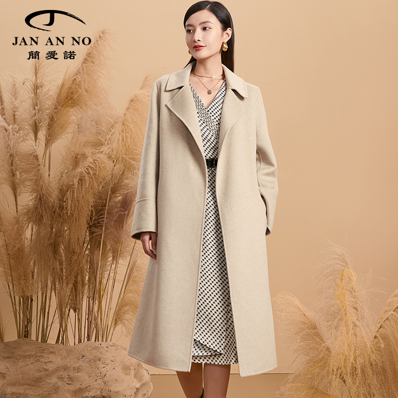 jan an no简爱诺2021秋冬女士中长款双面毛呢羊毛大衣j2160170dy 杏色