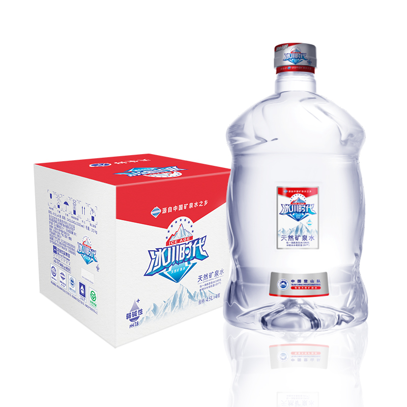冰川时代天然矿泉水弱碱性家庭大桶装饮用水4.5l*4桶泡茶水整箱