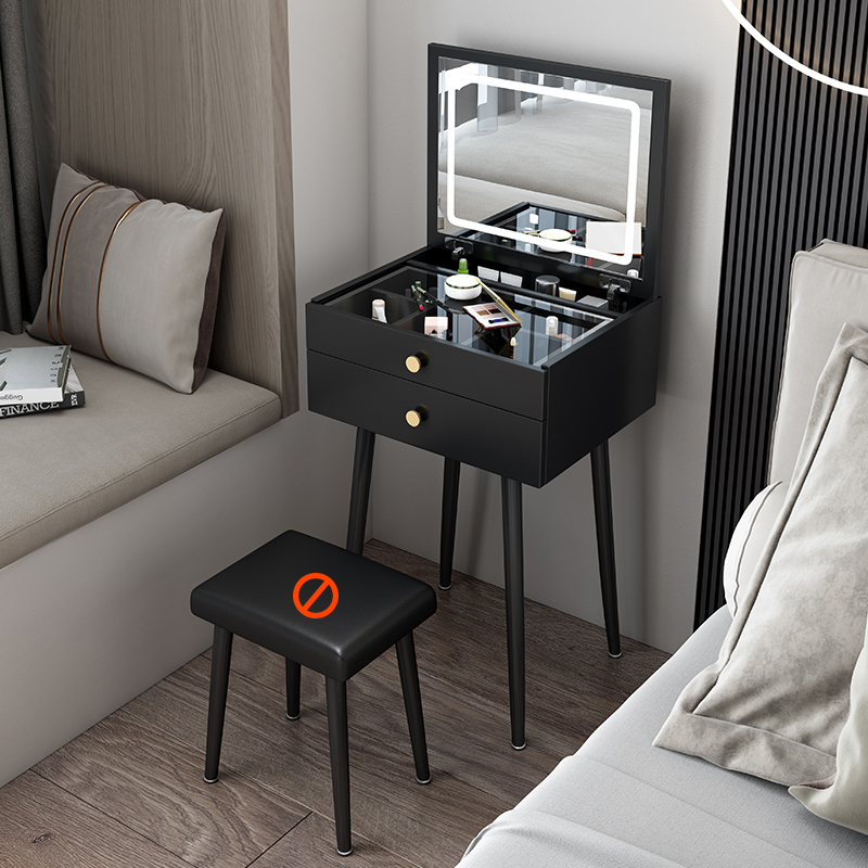 君吻梳妆台隐藏式镜子 梭装台  卧室梳妆台兼写字台 翻盖梳妆台卧室 j