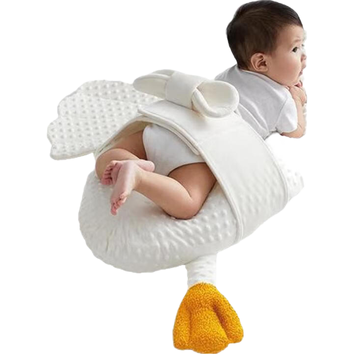 babycare新生嬰兒排氣枕頭新生寶寶趴睡安撫枕?yè)X(jué)神器0-6月-慕斯泡芙鵝