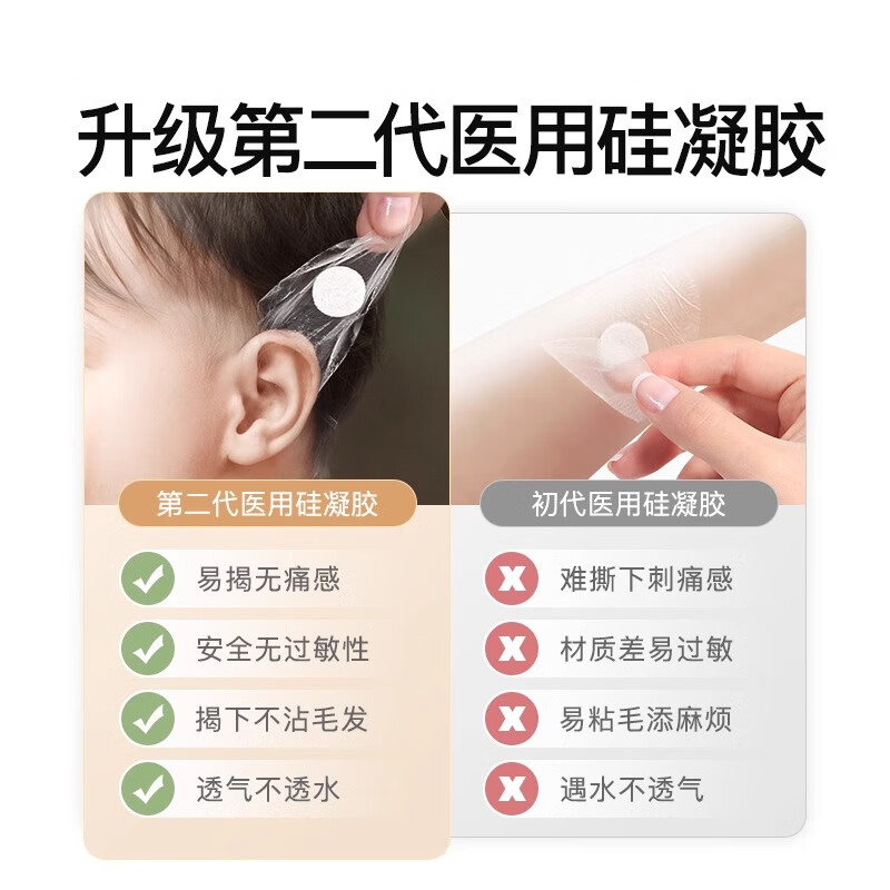 YEESOOM婴儿洗澡护耳神器 耳朵防进水宝宝洗头防水耳贴儿童耳罩 【撕扯0痛感】硅凝胶耳贴-90片