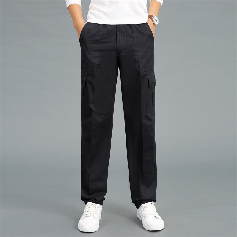 银雪龙秋季新款男士多口袋休闲裤大码时尚舒适宽松直筒工装裤男春秋