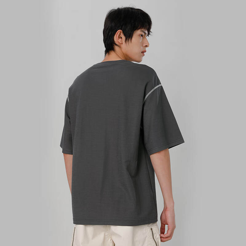 MARKLESS抗菌防蚊T恤男夏季宽松凉感短袖男士印花半袖上衣 TXB3641M 深灰色 2XL