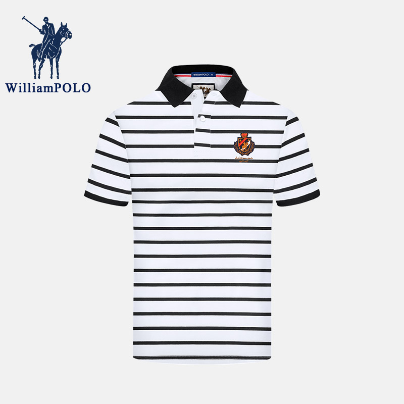英皇保罗polo衫条纹男装短袖男士衣服夏季中年翻领上衣凉感夏装男款