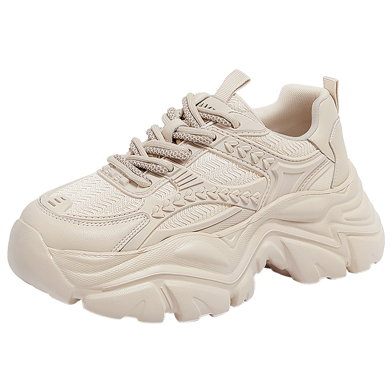 骆驼（CAMEL）老爹鞋女运动拼接鞋面厚底休闲鞋 L24S283622 杏色（四季款） 37