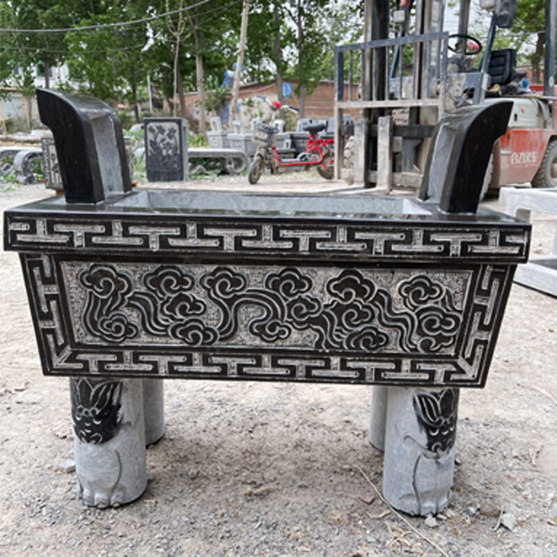 瀛乐 石雕香炉青石仿古烧香炉大理石长方形香炉花岗岩香炉寺庙墓地摆