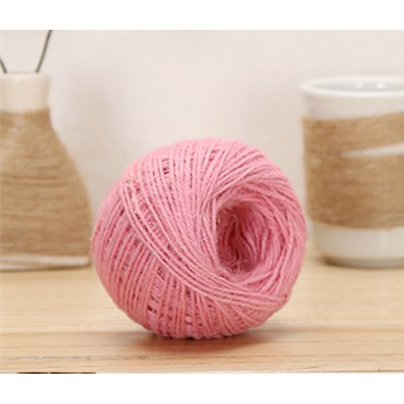 彩色复古风diy手工编织材料家用照片墙吊牌装饰绳子细麻绳 粉色25米
