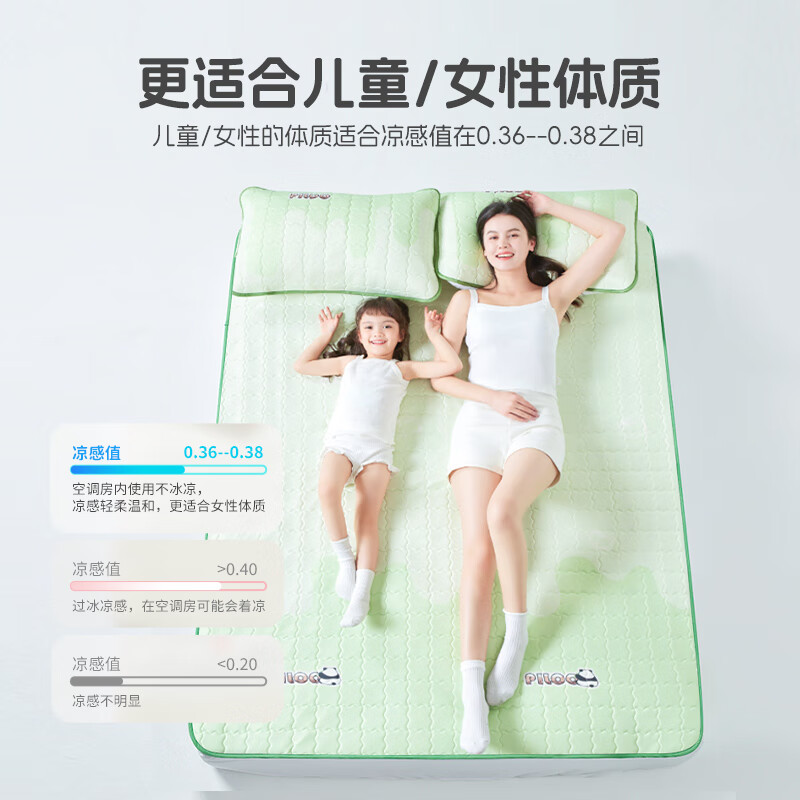 匹鲁天然乳胶凉席儿童可折叠夏季冰丝空调软席件套抗菌凉感床席 气泡白桃(抗菌防螨 可机洗) 1.5m床三件套(150×200cm)