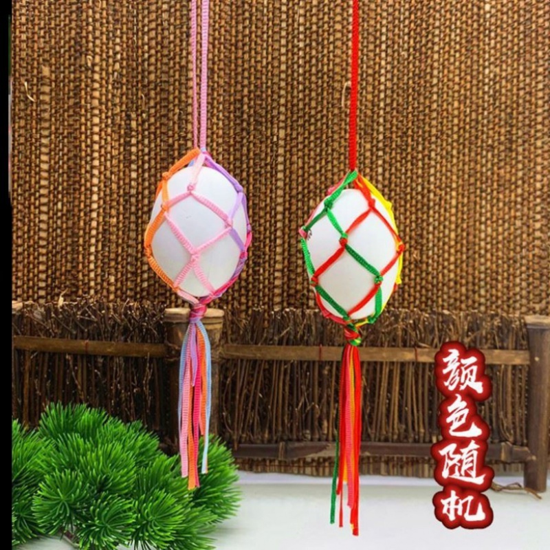 美芙仁鸡蛋网兜立夏幼儿园儿童蛋兜端午节五彩鸭蛋挂脖蛋袋手工编织