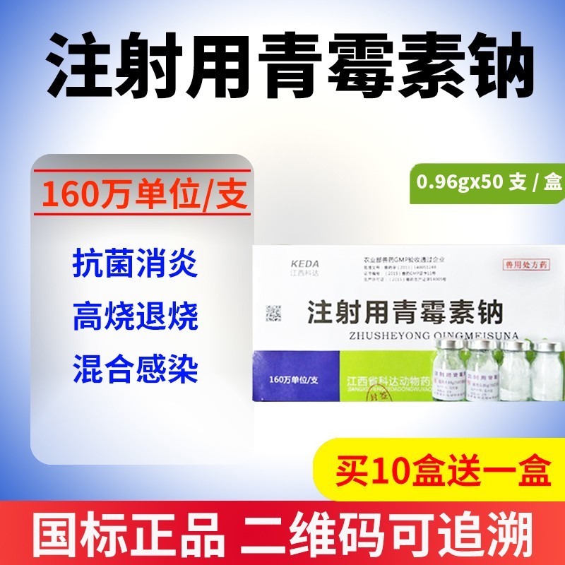 兽药160万单注射用青霉素钠注射液兽用青霉素钠猪药牛羊鸡药禽药