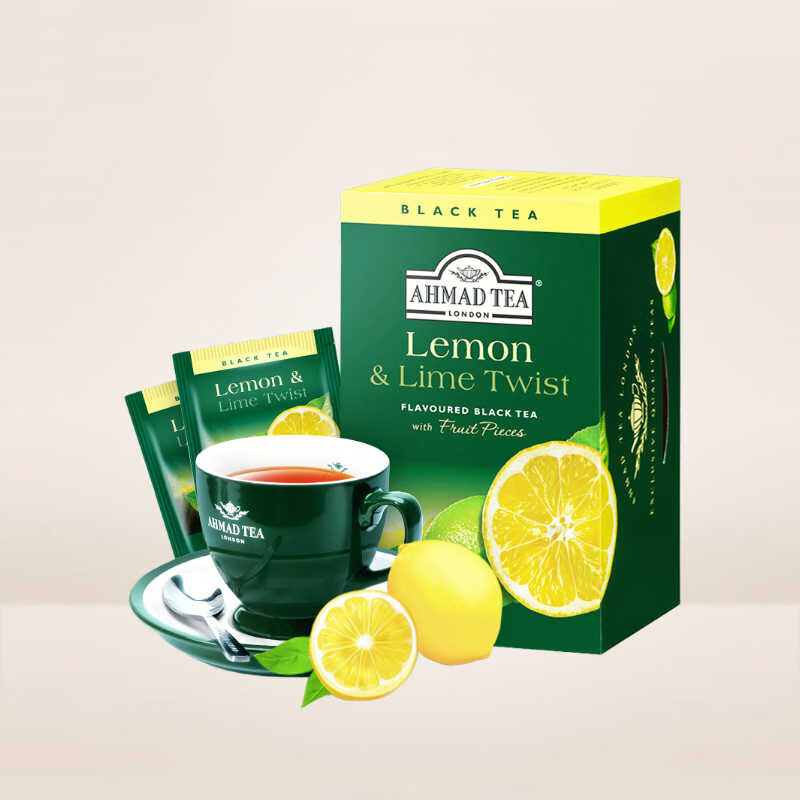 ahmad tea英国亚曼柠檬青柠味红茶20片盒装水果茶果香红茶夏季冷泡茶
