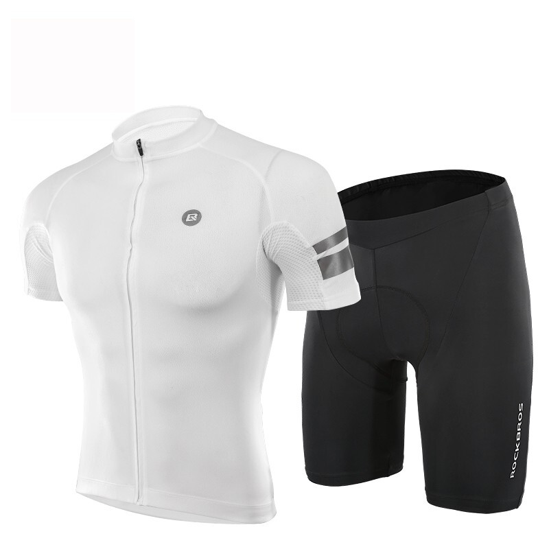 洛克兄弟（ROCKBROS）夏季骑行服套装短袖短裤男女山地公路自行车衣服单车装备 达伦骑行套装-白色 XL