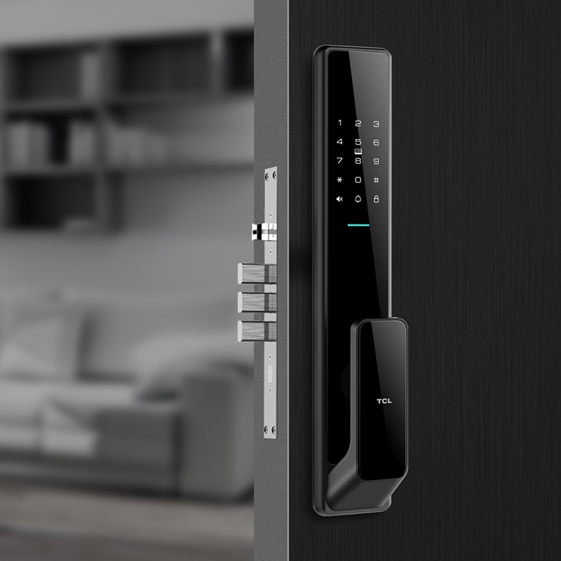 tcl指纹锁智能锁家用防盗门锁密码锁电子锁推拉式自动款c级锁芯标准锁