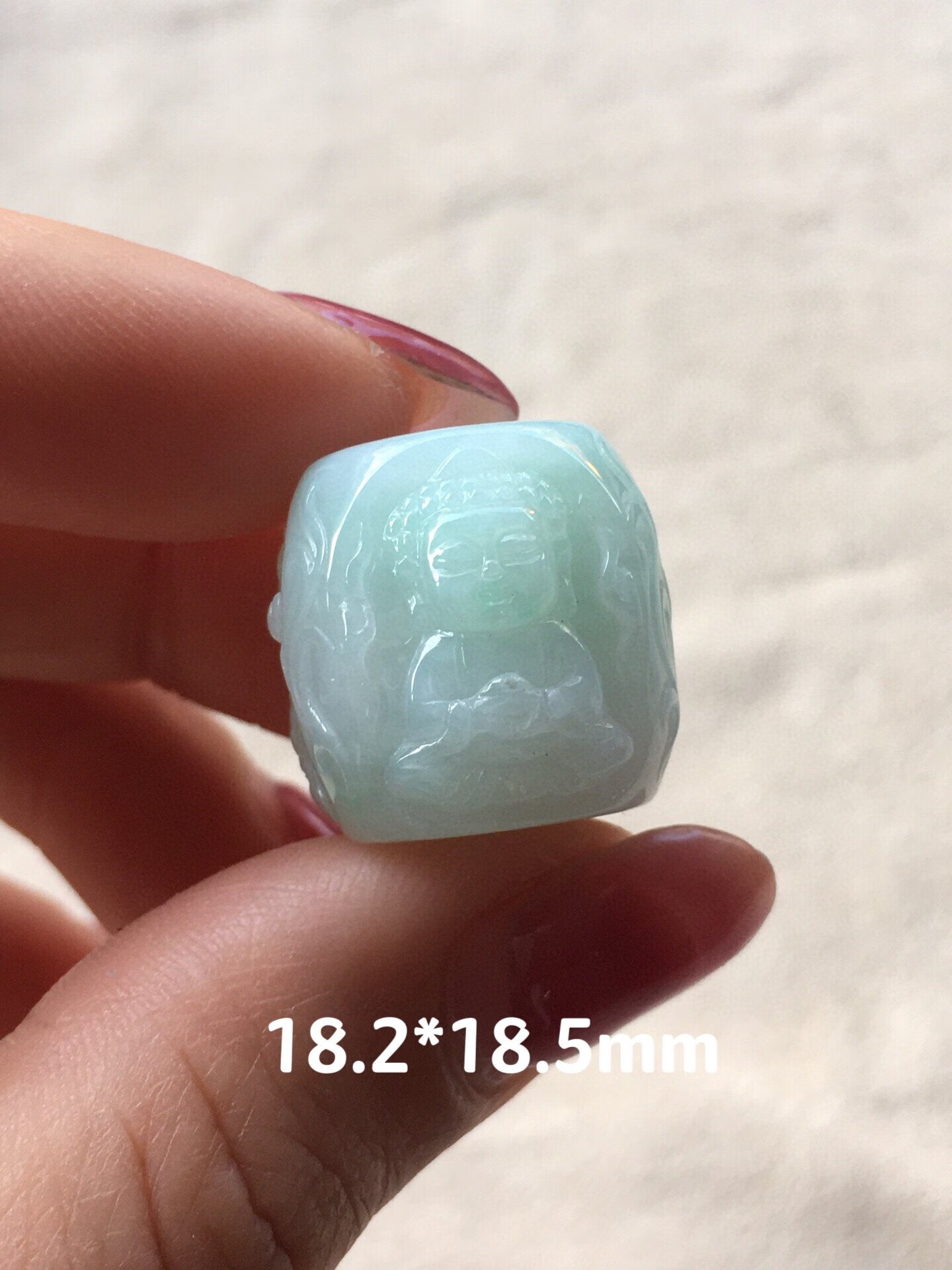 兴颖翡翠雕刻玉石西方三圣配珠路路通项链吊坠手串配件珠男 浅绿