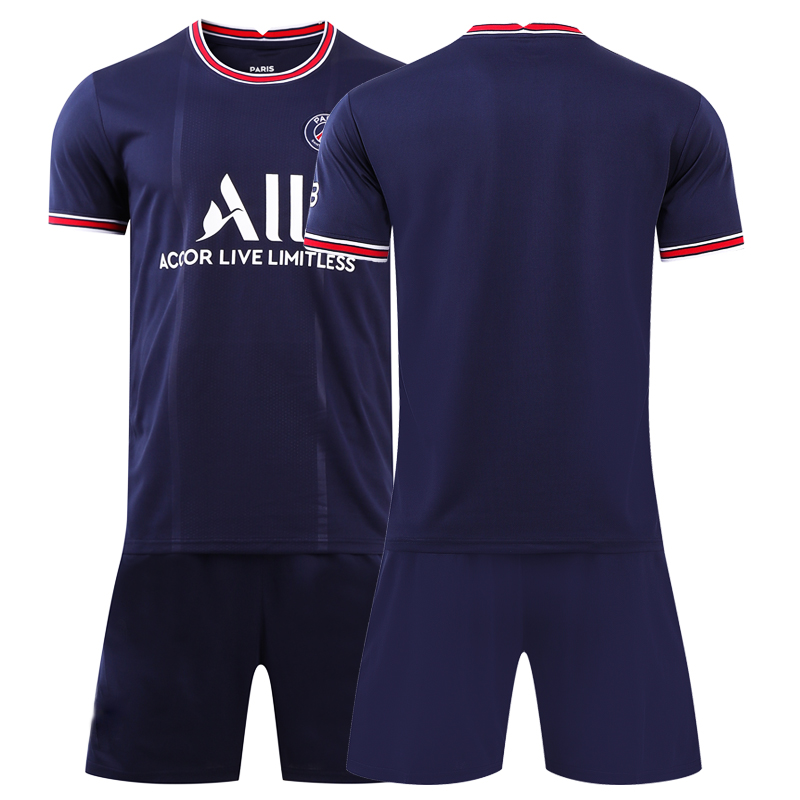 巴黎圣日耳曼球衣大巴黎足球服梅西儿童足球运动套装定制训练服 21-22