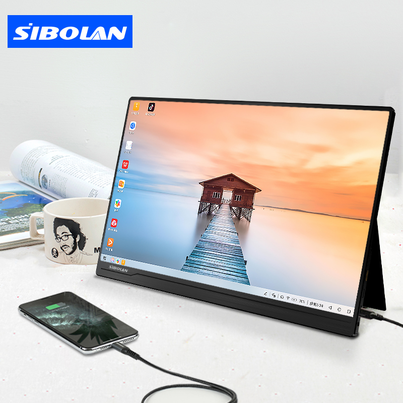 斯波兰（sibolan） 便携显示器 4K触摸屏15.6英寸IPS屏电脑副屏办公HDMI接口内置音箱 15.6英寸1080P HDR IPS屏 +皮套