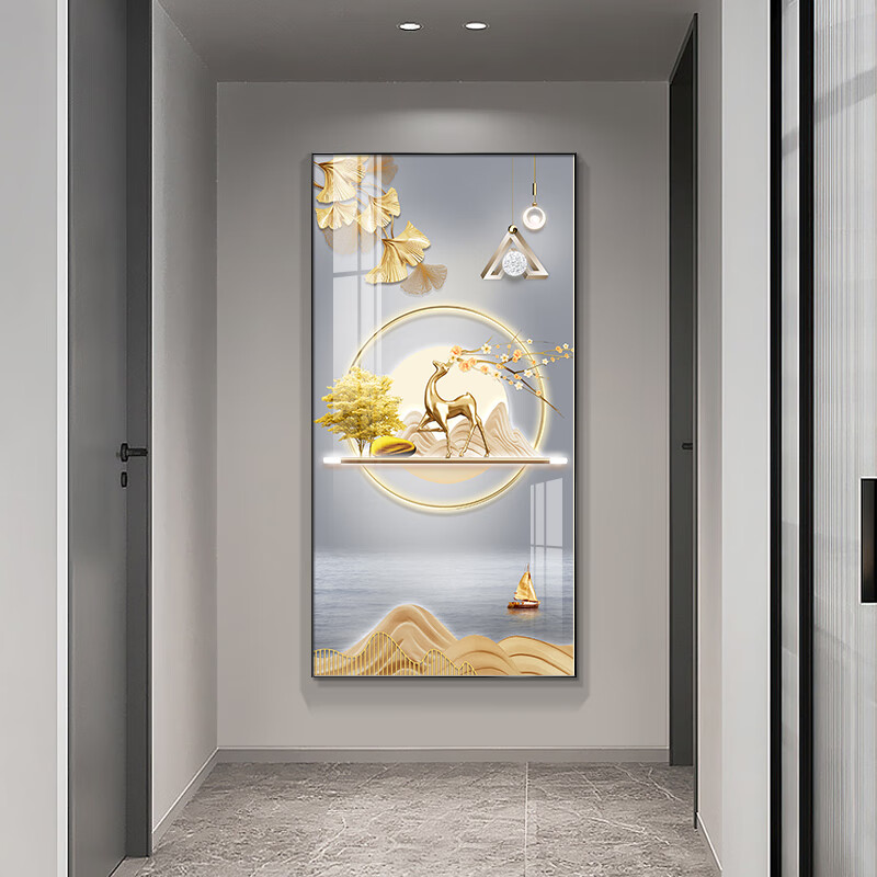 入户玄关装饰画现代轻奢高档走廊过道挂画进门入门壁画正对门墙画