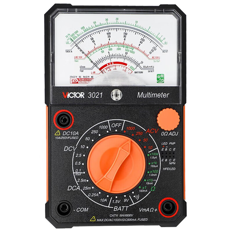胜利仪器(victor)指针式万用表机械表三用防烧万能表电压电流电阻测量