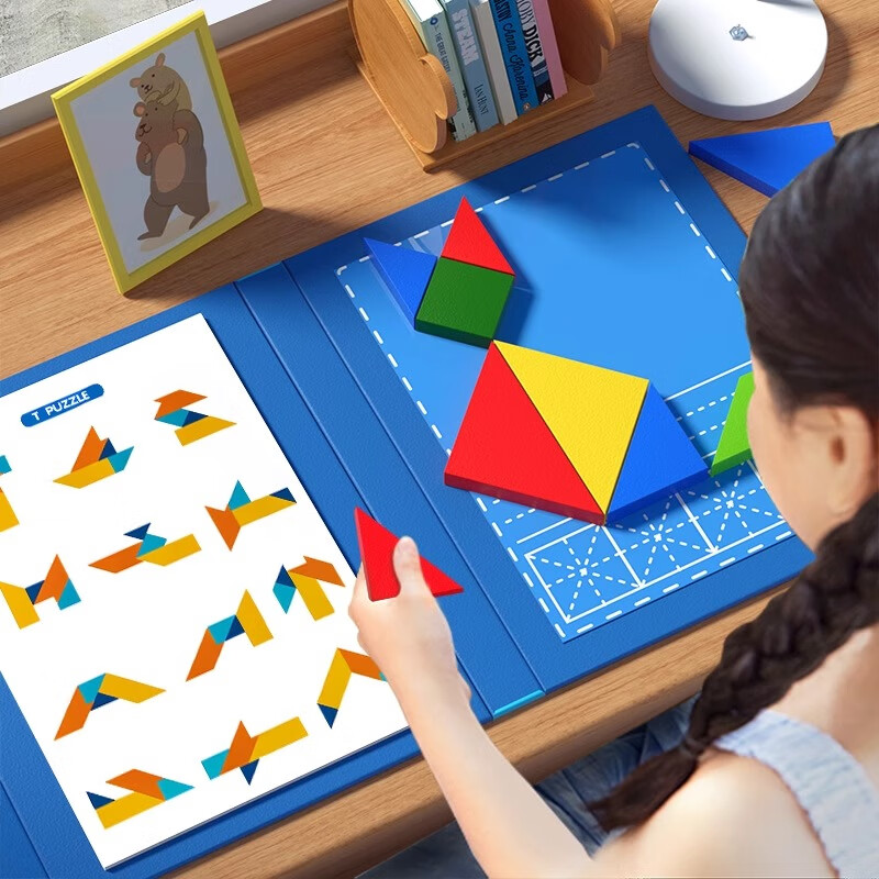 拼图一年级数学教具小学生用儿童幼儿园玩具x1 磁性七巧板