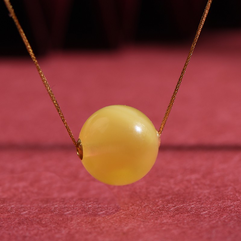菩萃阁 蜜蜡吊坠 女士 琥珀鸡 油黄 老蜜蜡项链 18k 金镶嵌 备注联系