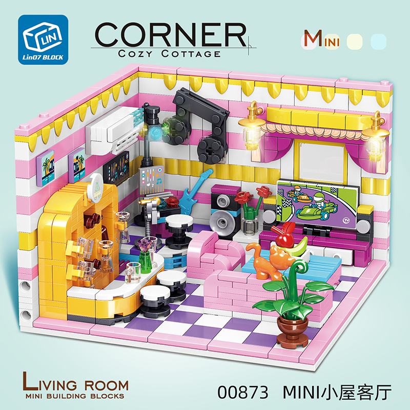 哲高积木拼装街景小屋系列卧室客厅过家家儿童玩具女孩生日礼物 00872小屋书房-623颗粒