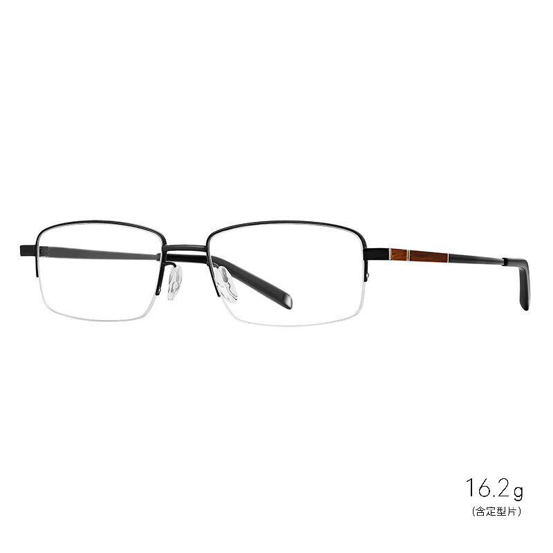 VOSS 日本进口 自然珍木系列 光学镜架近视眼镜 男款 钛金属 商务超轻眼镜框 半框 V803 03黑色+黑胡桃木