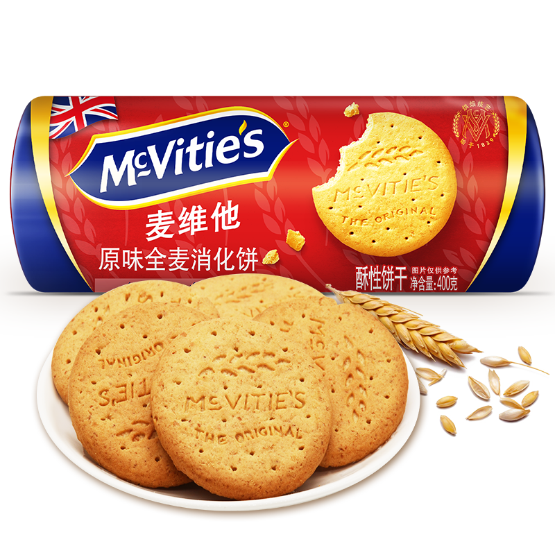 麦维他麦全麦消化饼干零食 全麦原味消化饼400g*1袋