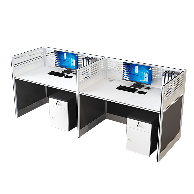 卡奈登 多人组合办公电脑桌 屏风工位卡位卡座职员桌 组合一字型办公桌 并排两人位含柜不含椅 XYKW18