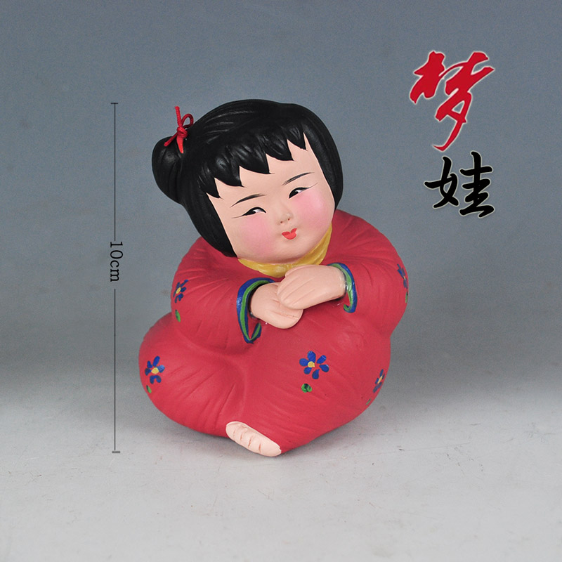 泥人张 泥人张彩塑中国娃可爱励志的小泥人娃娃特色中国风装饰品摆件