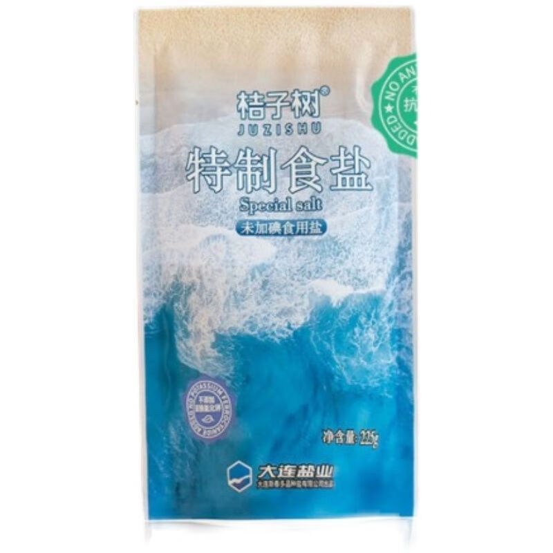 食怀桔子树特制食盐未加碘225g袋装无碘海盐食用炒菜盐 10袋新包装