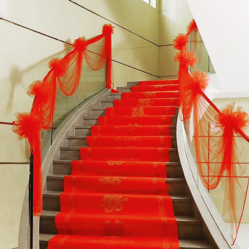 新新精艺 结婚楼梯纱幔套装婚房装饰布置创意婚礼拉花新房楼梯扶手