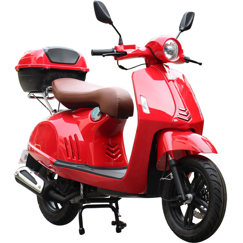 踏板车罗马假日复古摩托车 国四燃油踏板车可上牌女士摩托车 红色