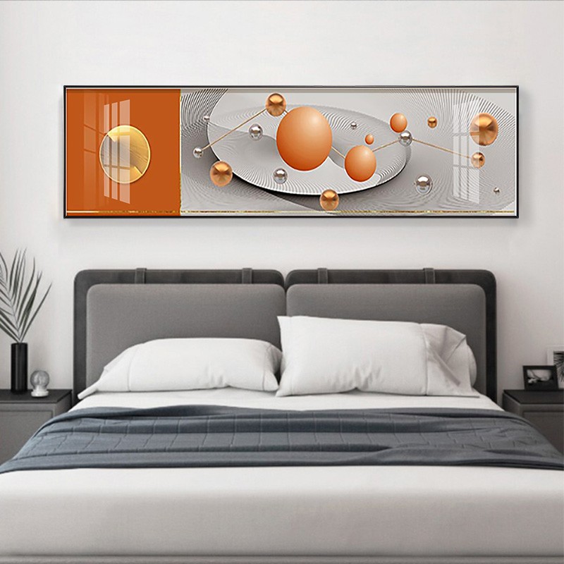 睿凯琪晶瓷画卧室装饰画现代简约北欧抽象莫兰迪床头几何背景墙壁画 a