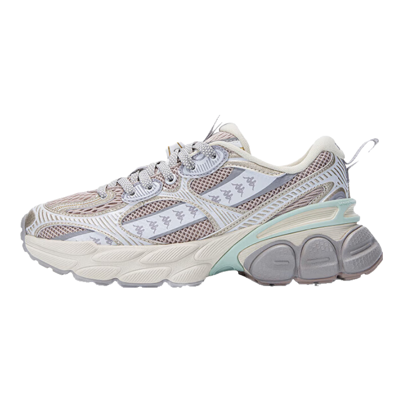 卡帕（Kappa）官方老爹鞋女子運動(dòng)鞋秋季厚底網(wǎng)面透氣跑步鞋 草菇棕/金色 38