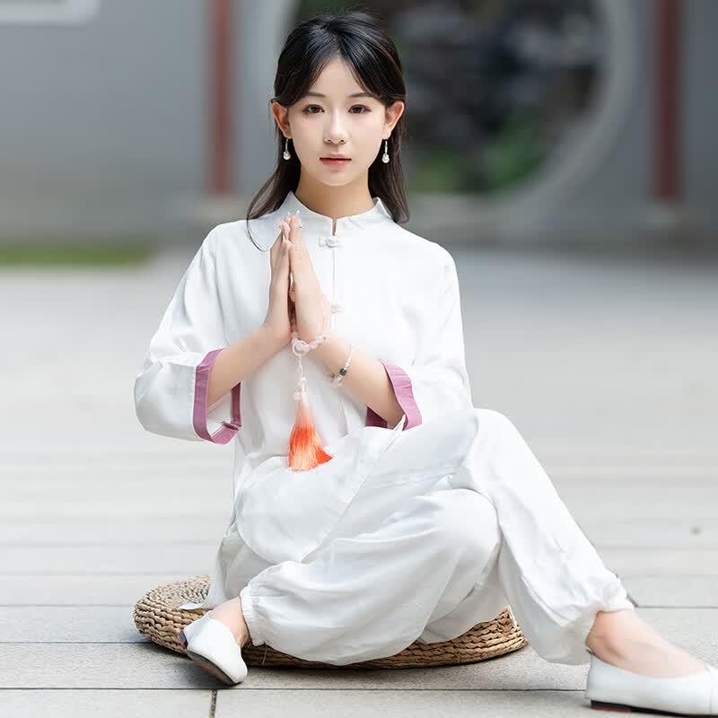 菲奢兰禅服佛系女套装中国风禅意素衣中式茶服春秋茶艺服装居士服女款