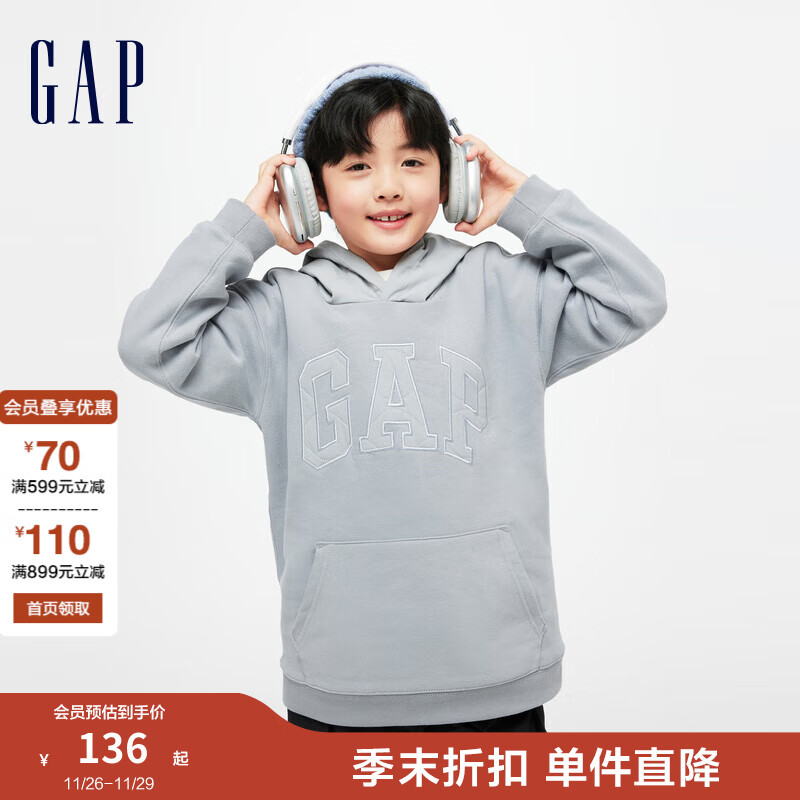 Gap��ͯ������LOGO̼����ĥץ������836852��ͯװ��ñ�� ��ɫ 160cm(XL)���޳���
