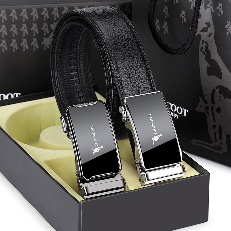 袋鼠bandicoot皮带男士真皮自动扣腰带男士商务潮流百搭裤带牛皮中