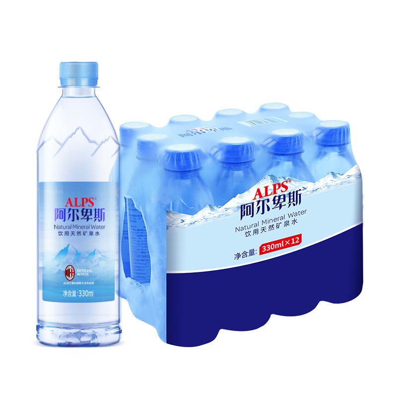 阿尔卑斯ALPS饮用天然矿泉水 330ml*12瓶/提 塑封膜包装