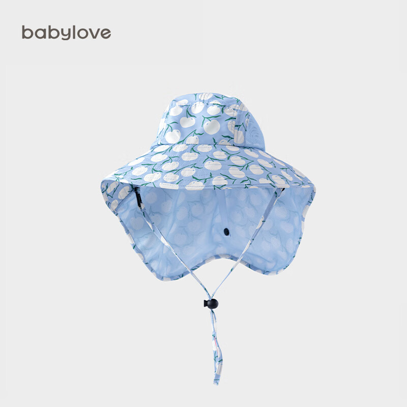 babylove【清仓】宝宝遮阳帽夏季婴幼儿外出帽子防晒帽带披肩透气渔夫帽 夏日野趣 52cm（根据宝宝头围选择）