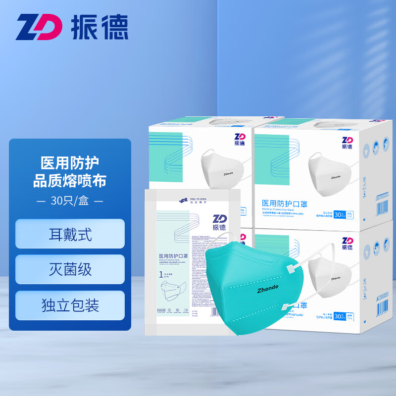 N95过滤级别防护口罩:高性价比C形耳戴式,灭菌设计,120只大包装
