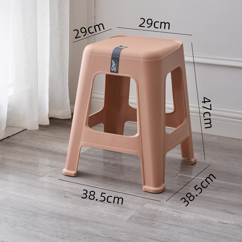 塑料子餐桌椅子可叠加加厚高胶板 莲藕粉高47cm餐桌凳(一个)