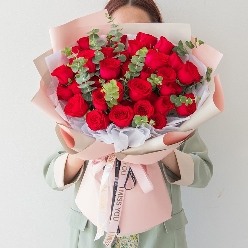 绿依人 鲜花速递 19朵红玫瑰礼盒花束鲜花表白送女友生日情人节礼物