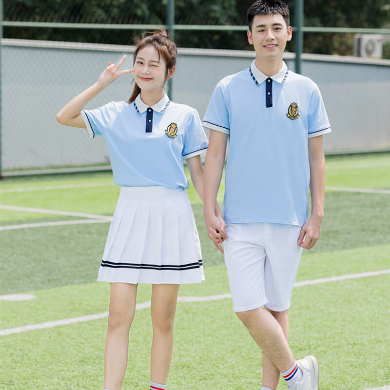 初中高中生大合唱朗诵服特色毕业照服装半袖套装中学生运动会班服 男