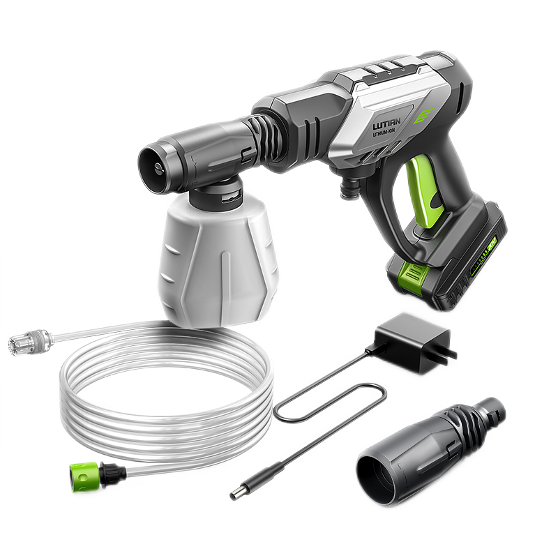 綠田（LUTIAN） 鋰電洗車(chē)機(jī)E2Pro  E4無(wú)線(xiàn)充電手持清洗機(jī)高壓洗車(chē)水槍家用 300W 雙電噴嘴版-電池包*2+梅花噴嘴