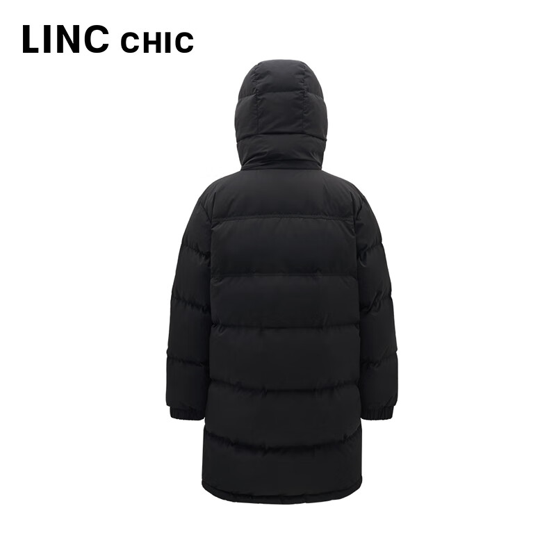 金羽杰冬季新款90鸭绒防水雨雪羽绒服女中长款连帽宽松面包服Y23803218 黑格尔 XS 适合110斤以下