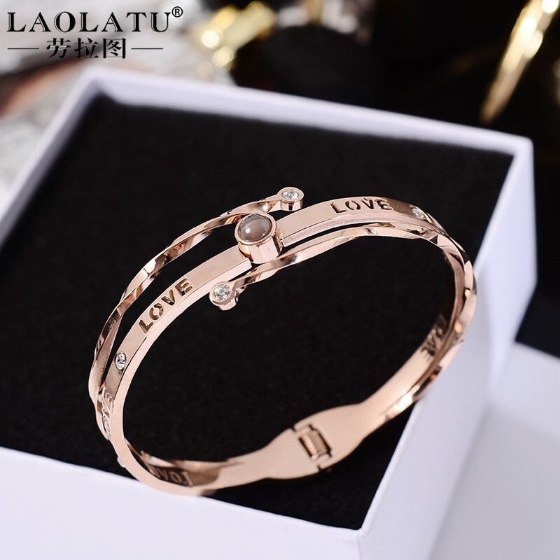 劳拉图(laolatu)品牌手镯女网红爱的告白记忆我爱你100种语言投影手环