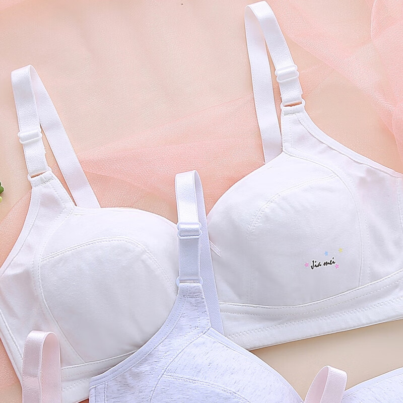 道花途b罩杯学生文胸初中高中棉发育期少女内衣无钢圈薄款大码三排扣