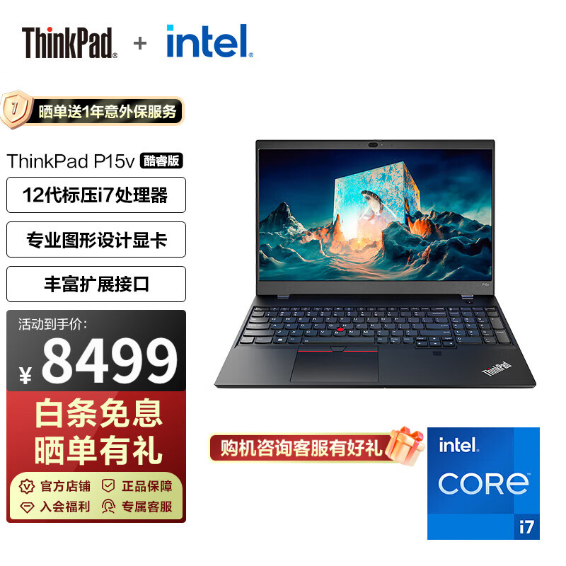 ThinkPad P15v 12代英特尔酷睿i7 15.6英寸高性能设计师独显笔记本电脑 i7 16G 512G T600独显 09CD