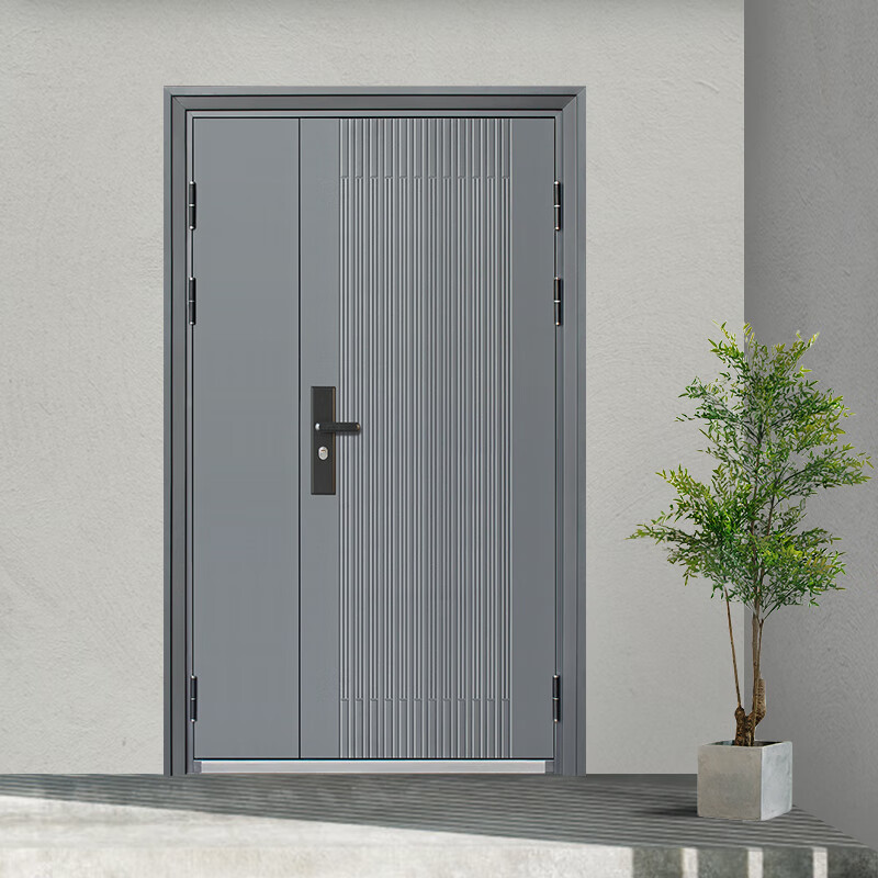 格鲁德带通风气窗防盗门家用室外农村庭院子母对开门大门进户双开入户