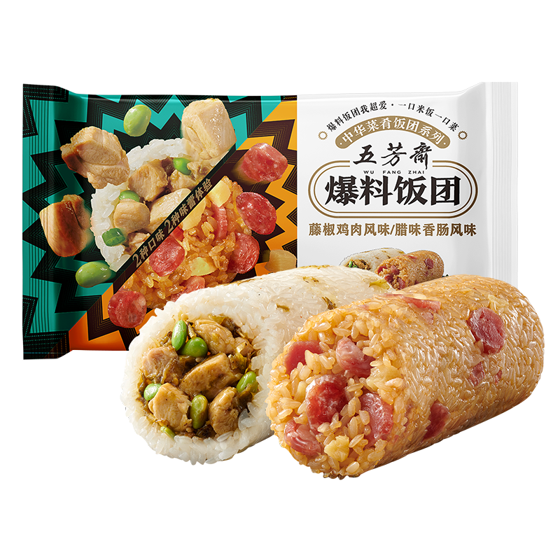 五芳斋 速冻饭团组合装 腊肠藤椒鸡饭团 150g